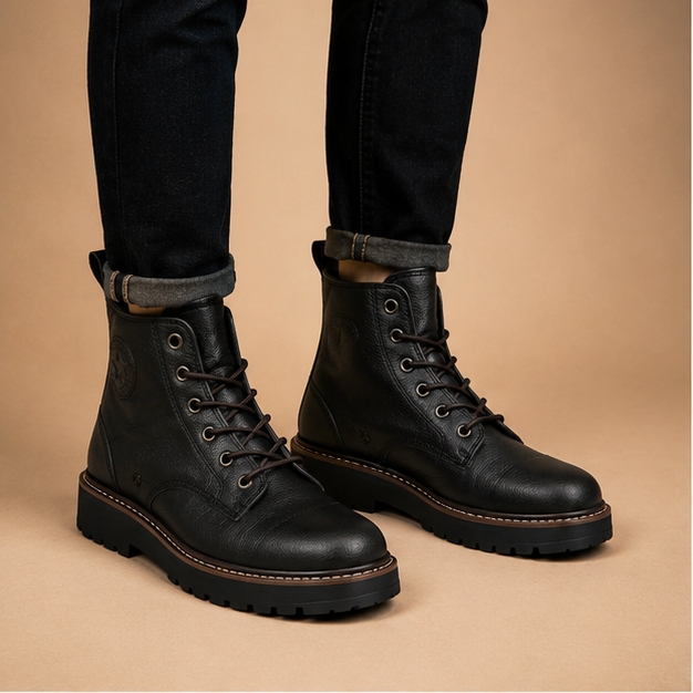 Boot Kulit Hitam Kraxon