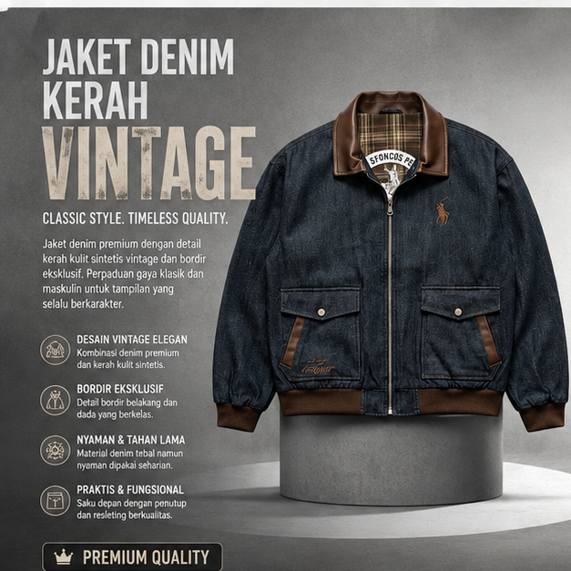 JAKET DENIM KERAH VINTAGE