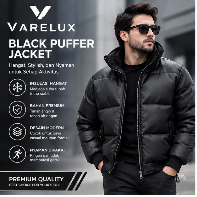 JAKET PRIA VARELUX BLACK PUFFER