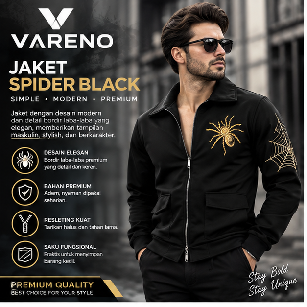 JAKET SPIDER BLACK VARENO