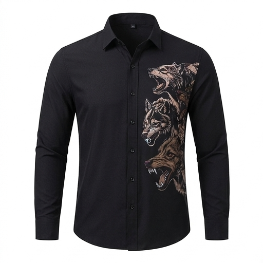 Kemeja Black Cluster Wolf