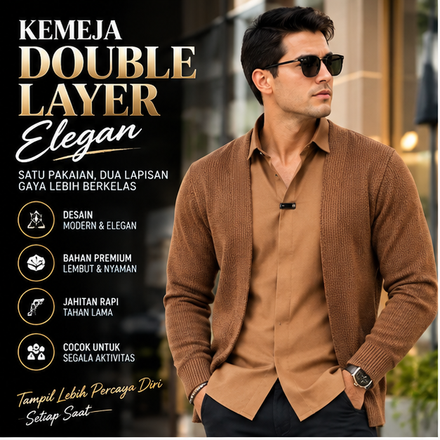 Kemeja Double Layer Elegan