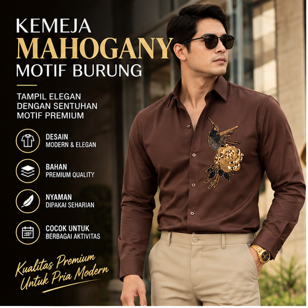 Kemeja Mahogany Motif Burung