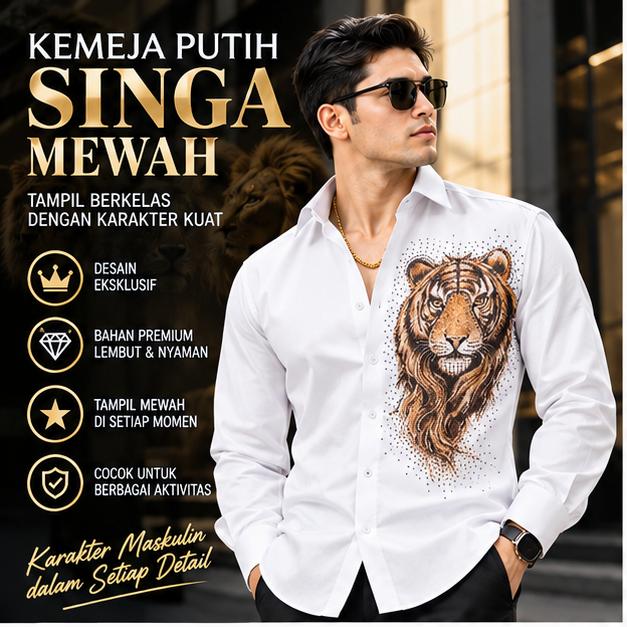 Kemeja Putih Singa Mewah