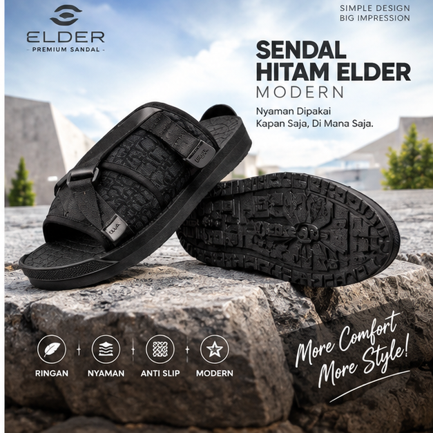 Sendal Hitam Elder Modern