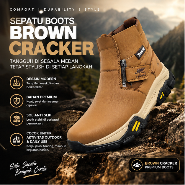 SEPATU BOOTS BROWN CRACKER