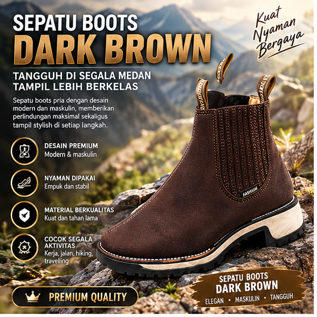 SEPATU BOOTS DARK BROWN
