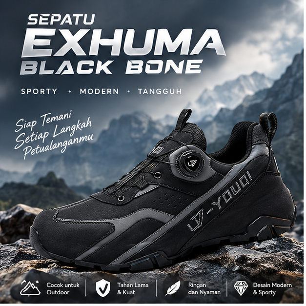 SEPATU EXHUMA BLACK BONE