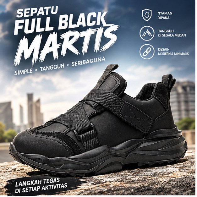 Sepatu Full Black Martis