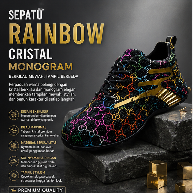 SEPATU RAINBOW CRISTAL MONOGRAM
