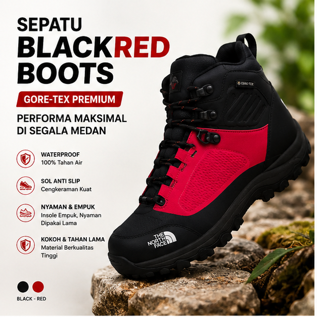 SEPATU BLACKRED BOOTS
